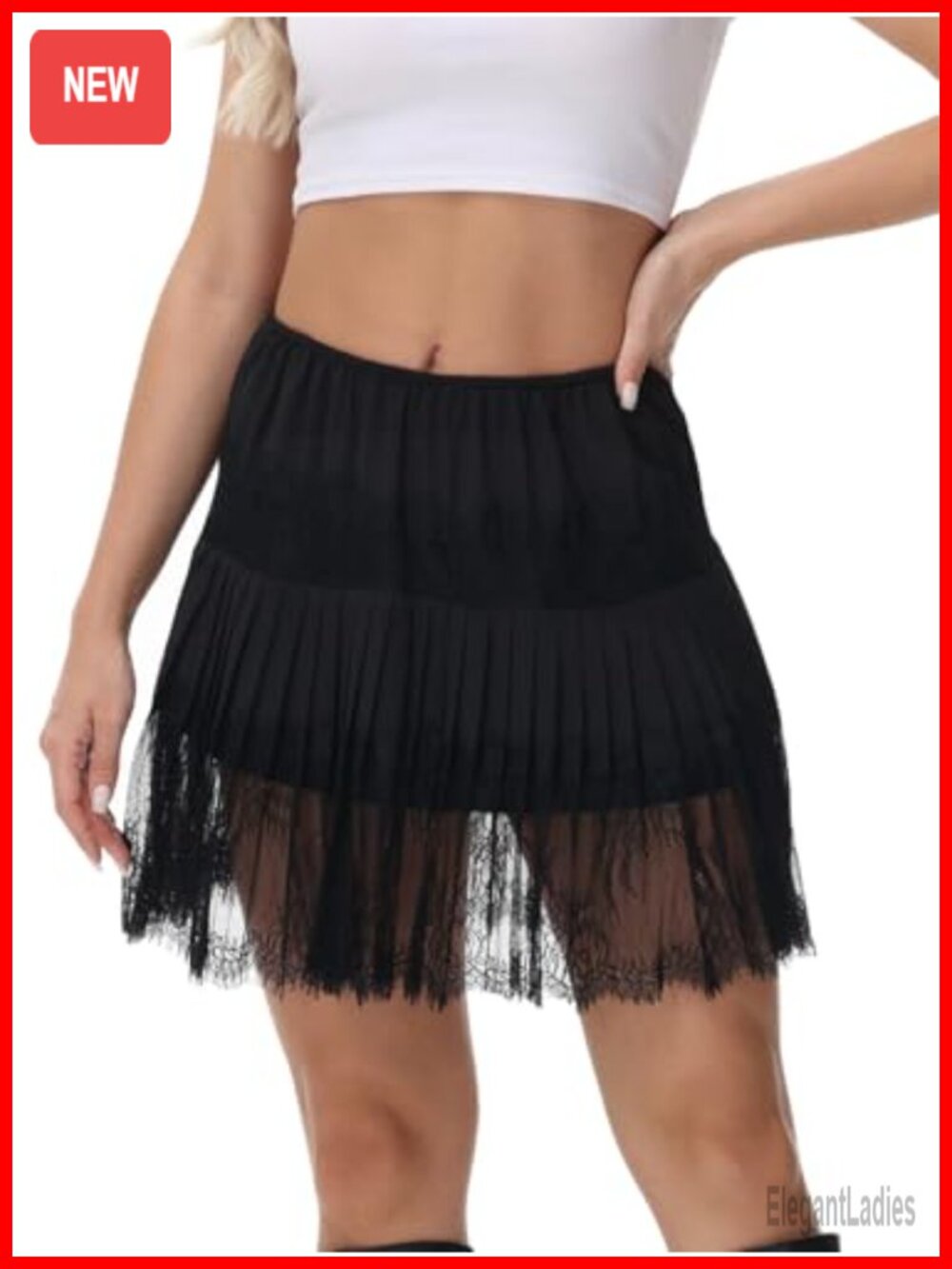 Lace Shirt Extender Half Slip Mini Skirt Elastic Waist A-Line